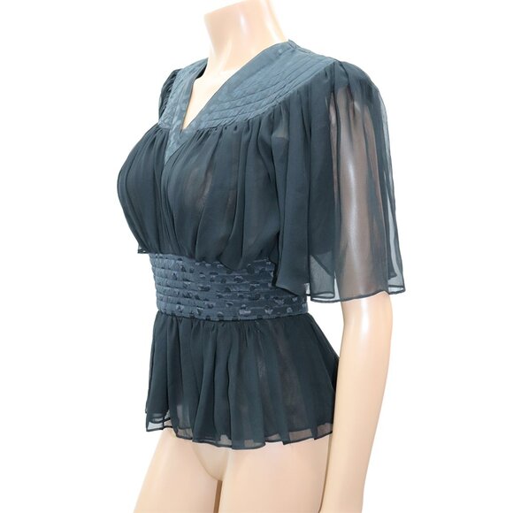 Vintage Marc Allan Feminine Sheer Peplum Blouse S - Picture 4 of 5